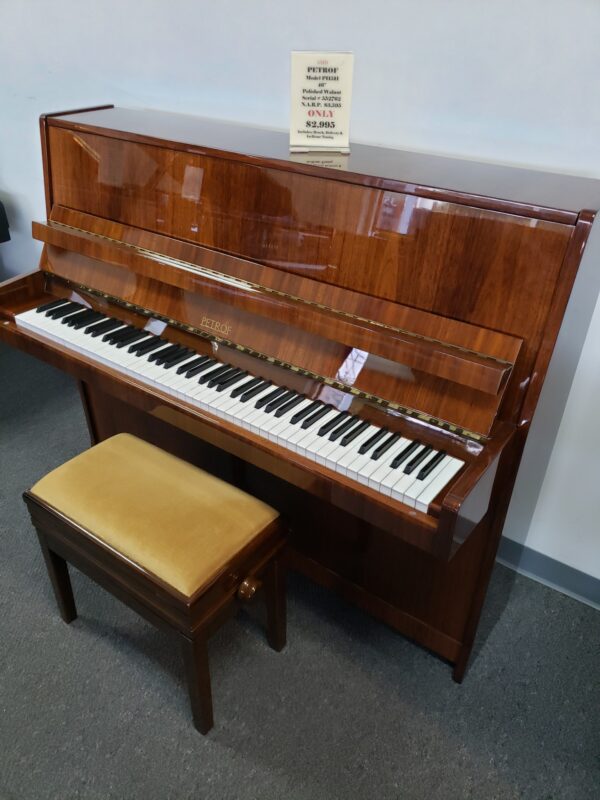 Petrof P115II 46" Polished Walnut Upright Piano